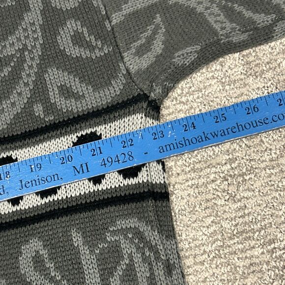 Saturdays Cardigan Sweater Mens Medium Large Gray Paisley Cardigan 90s Grandpa - Picture 5 of 6